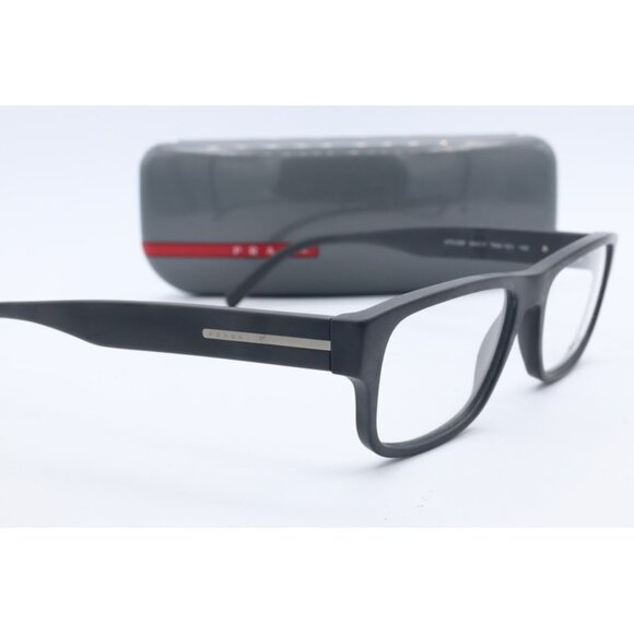 New Prada VPR 23R TKM-1O1 Matte Black Square Eyeglasses Clear Lenses 54mm - Picture 3 of 5